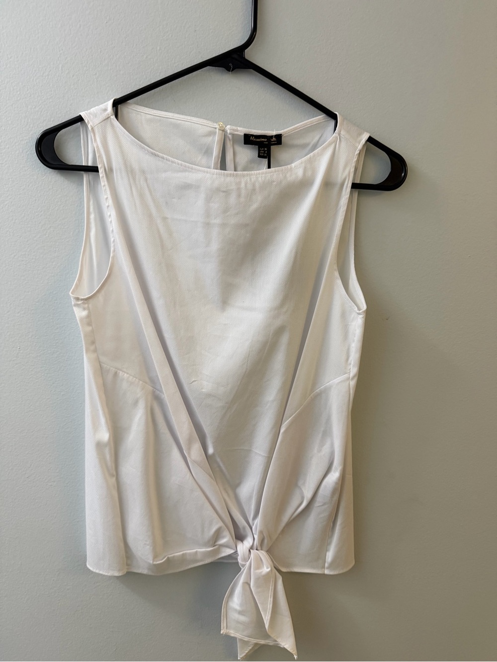 Massimo Dutti White Sleeveless Tie-Front Camisole